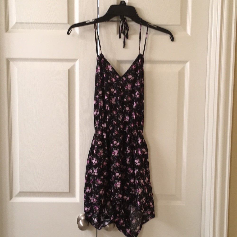 Black floral romper